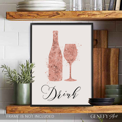 Rose Gold Kitchen Art Print &quot;Drink&quot;