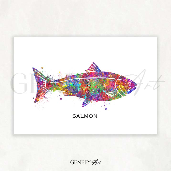 Salmon Watercolour Print