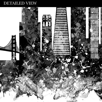 San Francisco Skyline Black and White Watercolour Print - Genefy Art
