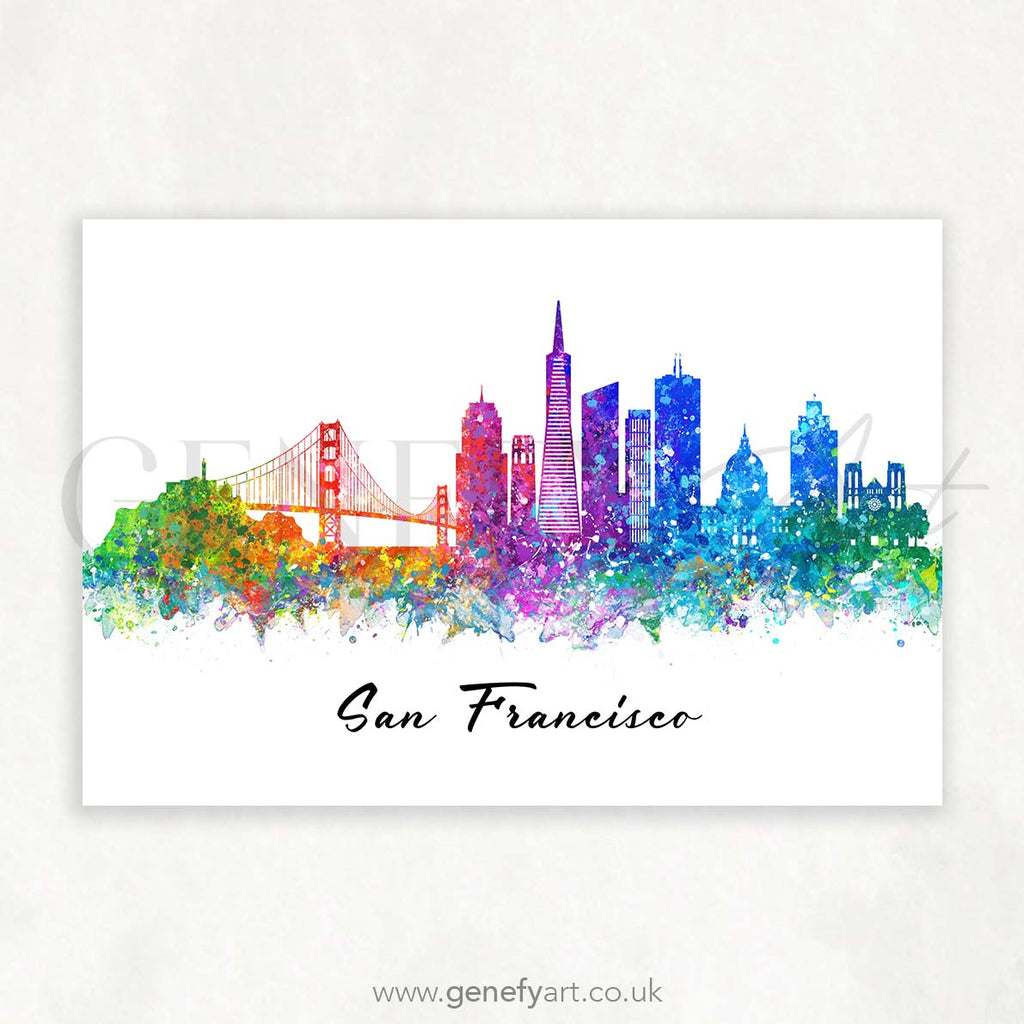 San Francisco Skyline Watercolour Print - Genefy Art