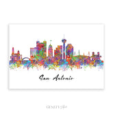 San Antonio Skyline Watercolour Print - Genefy Art