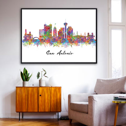 San Antonio Skyline Watercolour Print - Genefy Art