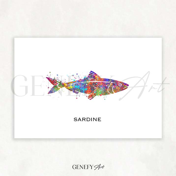 Sardine Fish Watercolour Print