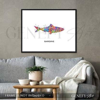 Sardine Fish Watercolour Print