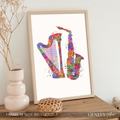 Saxophone and Harp Art Print
