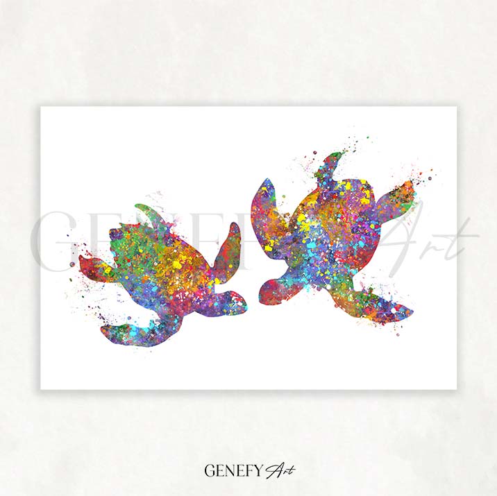 Sea Turtle Couple Watercolour Print