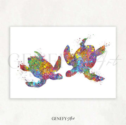 Sea Turtle Couple Watercolour Print