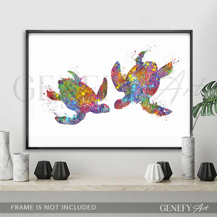 Sea Turtle Couple Watercolour Print