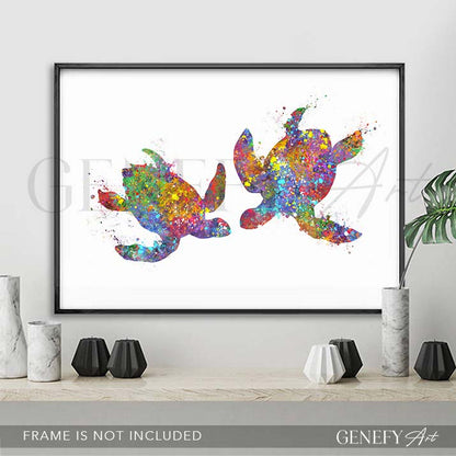 Sea Turtle Couple Watercolour Print