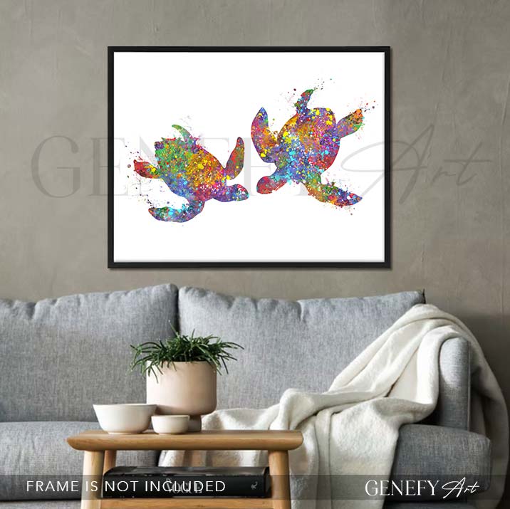 Sea Turtle Couple Watercolour Print