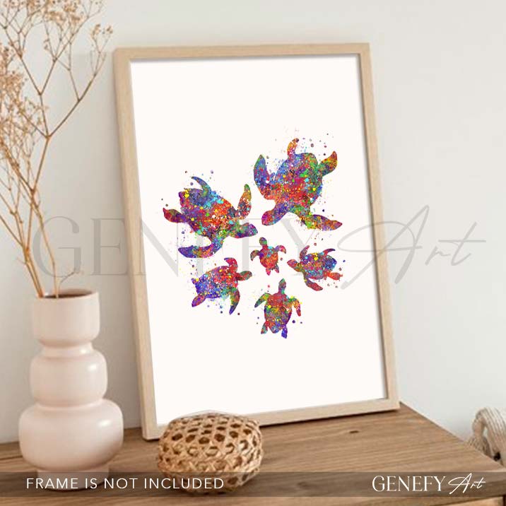 Sea Turtle Family of 6 Print
