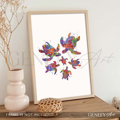 Sea Turtle Family of 6 Print
