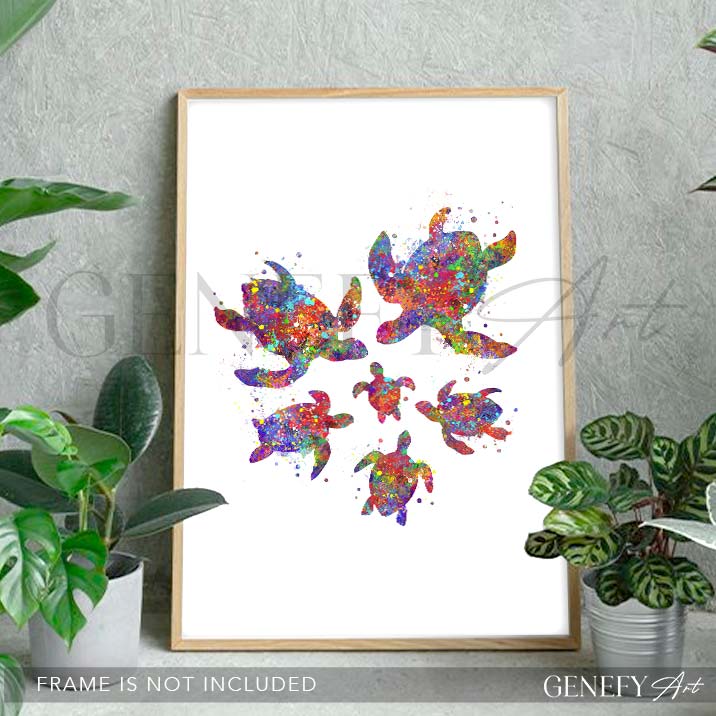 Sea Turtle Family of 6 Print