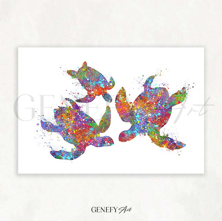 Sea Turtle Family of 3 Print - Genefy Art