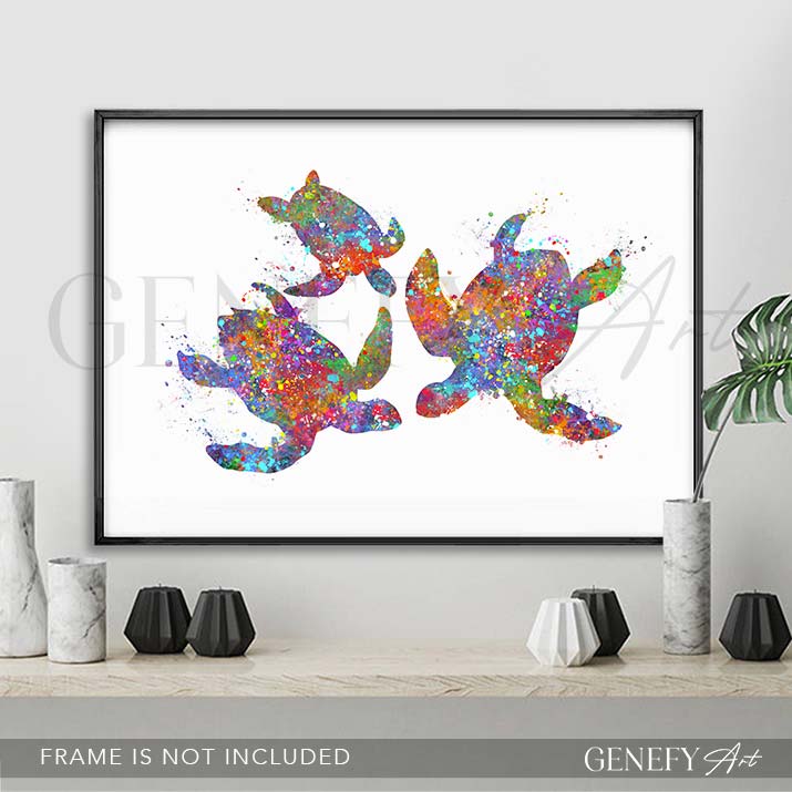 Sea Turtle Family of 3 Print - Genefy Art