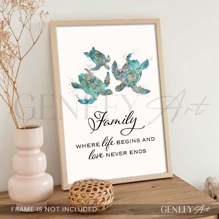 Sea Turtle Family of 3 Quote Print