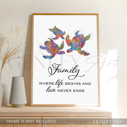 Sea Turtle Family Quote Print - Genefy Art