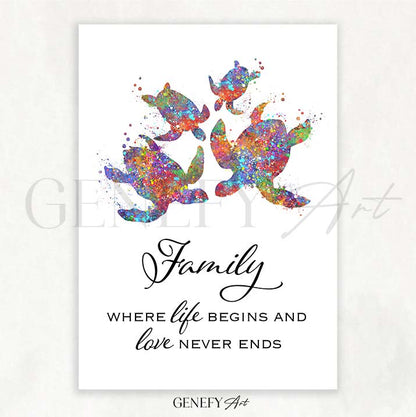 Sea Turtle Family Quote Print