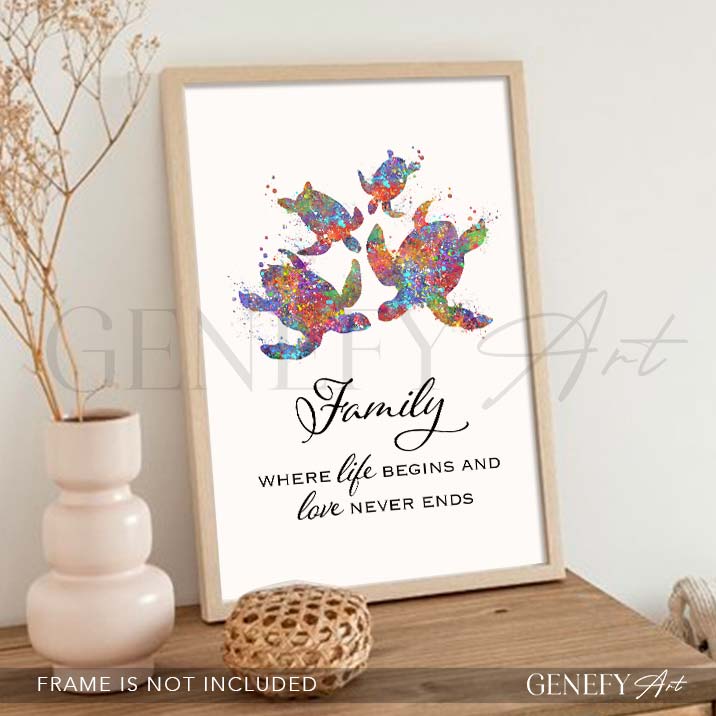 Sea Turtle Family Quote Print
