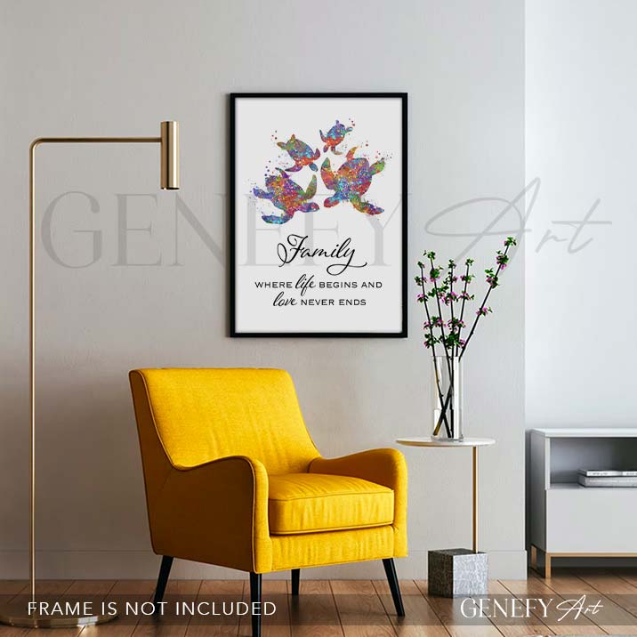 Sea Turtle Family Quote Print