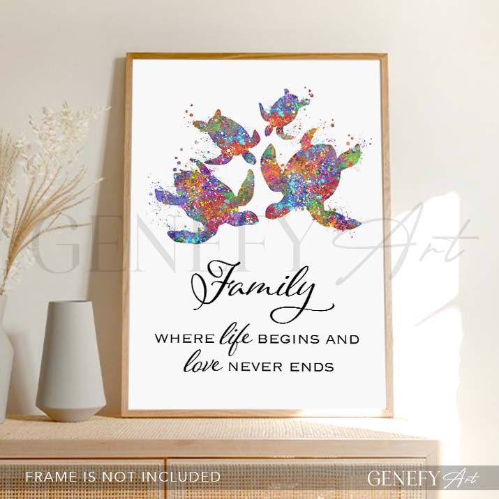 Sea Turtle Family Quote Print