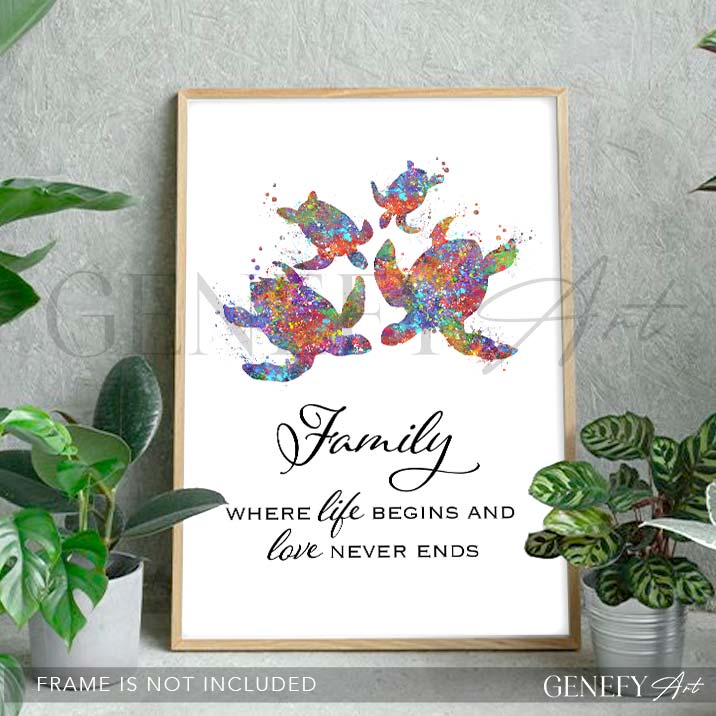Sea Turtle Family Quote Print
