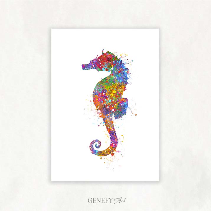 Seahorse Watercolour Print