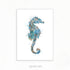 Seahorse Teal Grey Watercolour Print