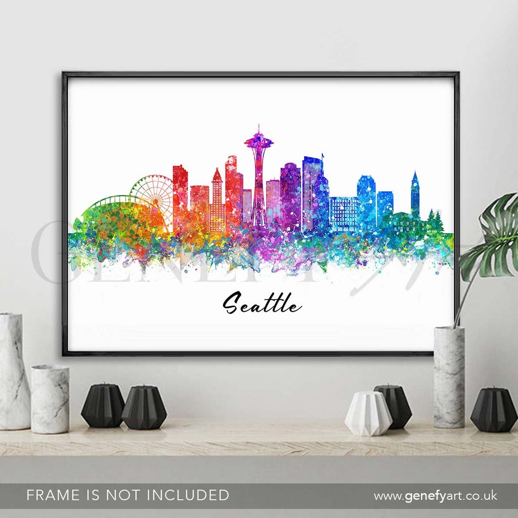 Seattle Skyline Watercolour Print - Genefy Art