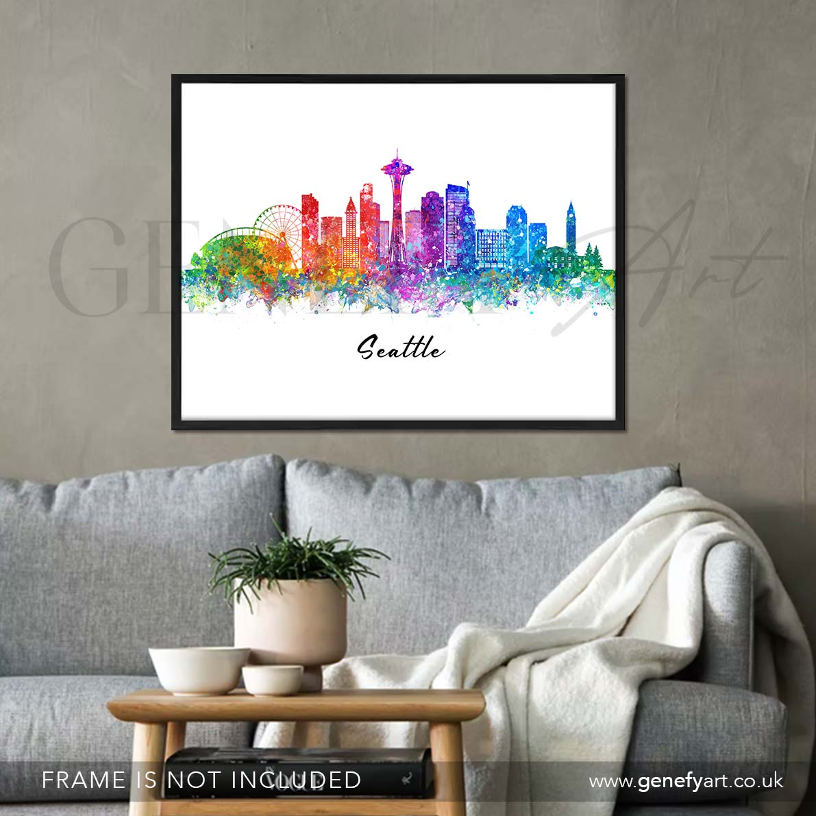 Seattle Skyline Watercolour Print - Genefy Art