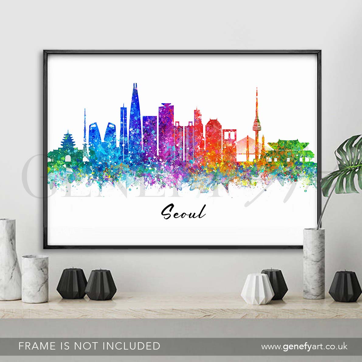 Seoul Skyline Watercolour Print - Genefy Art