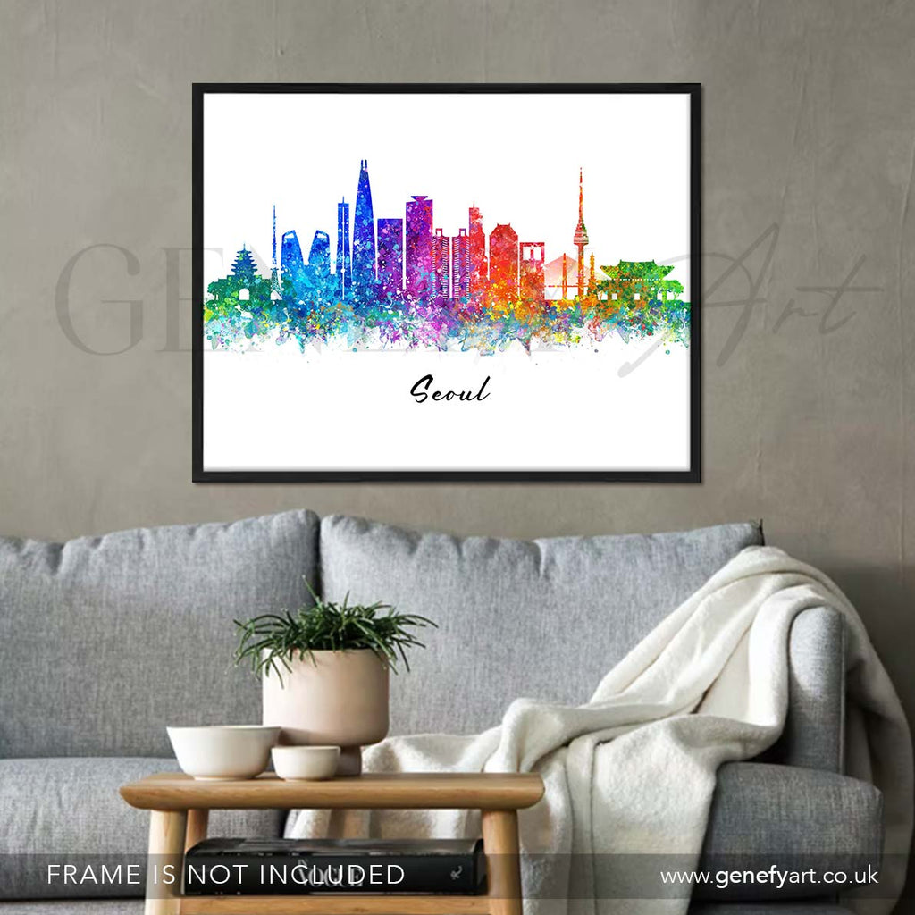 Seoul Skyline Watercolour Print - Genefy Art