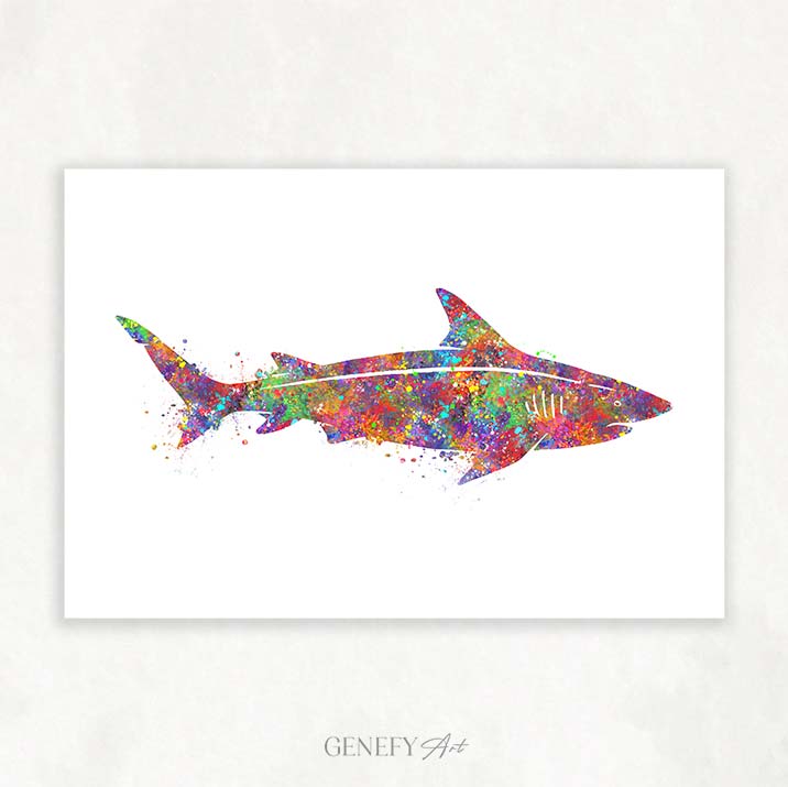 Shark Watercolour Print