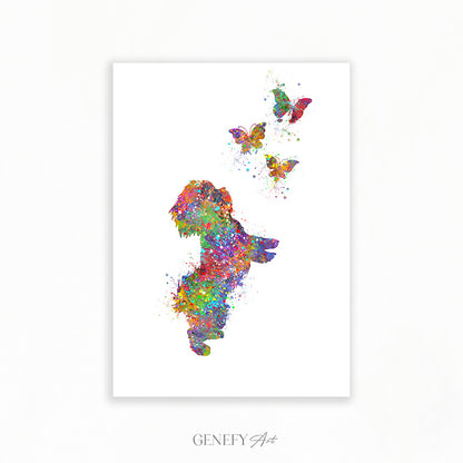 Shih Tzu and Butterflies Watercolour Print - Genefy Art