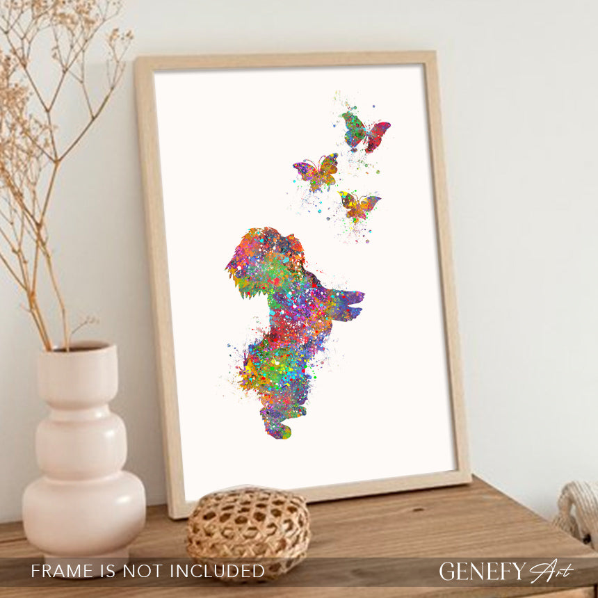 Shih Tzu and Butterflies Watercolour Print - Genefy Art