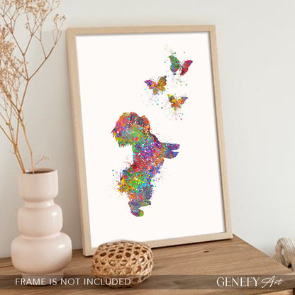 Shih Tzu and Butterflies Watercolour Print - Genefy Art