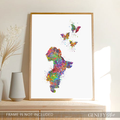 Shih Tzu and Butterflies Watercolour Print - Genefy Art