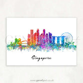 Singapore Skyline Watercolour Print - Genefy Art