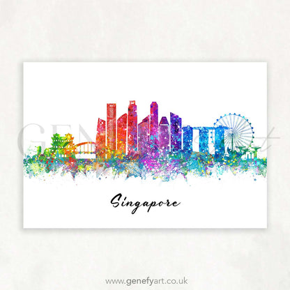 Singapore Skyline Watercolour Print - Genefy Art