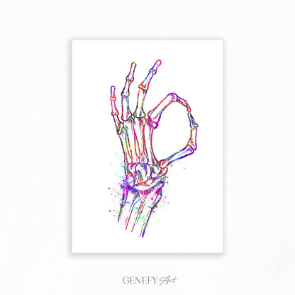 OK Skeleton Hand Sign Art Print