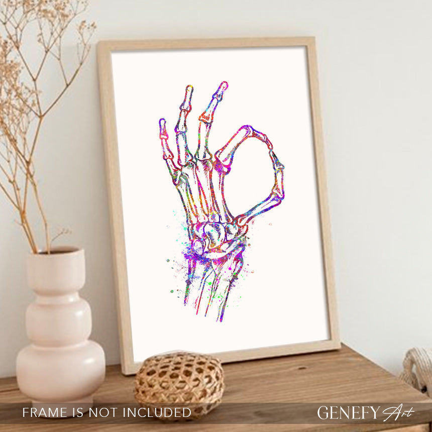 OK Skeleton Hand Sign Art Print