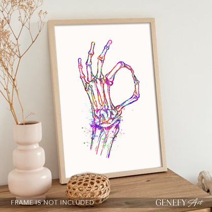 OK Skeleton Hand Sign Art Print