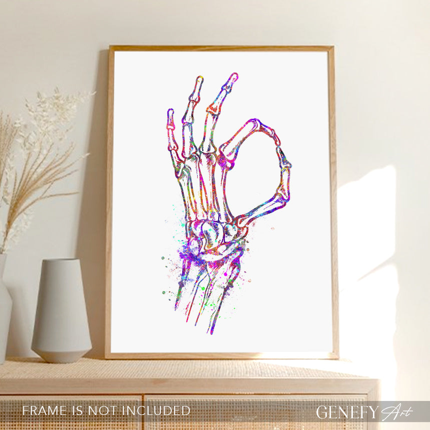 OK Skeleton Hand Sign Art Print