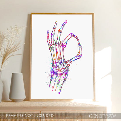 OK Skeleton Hand Sign Art Print