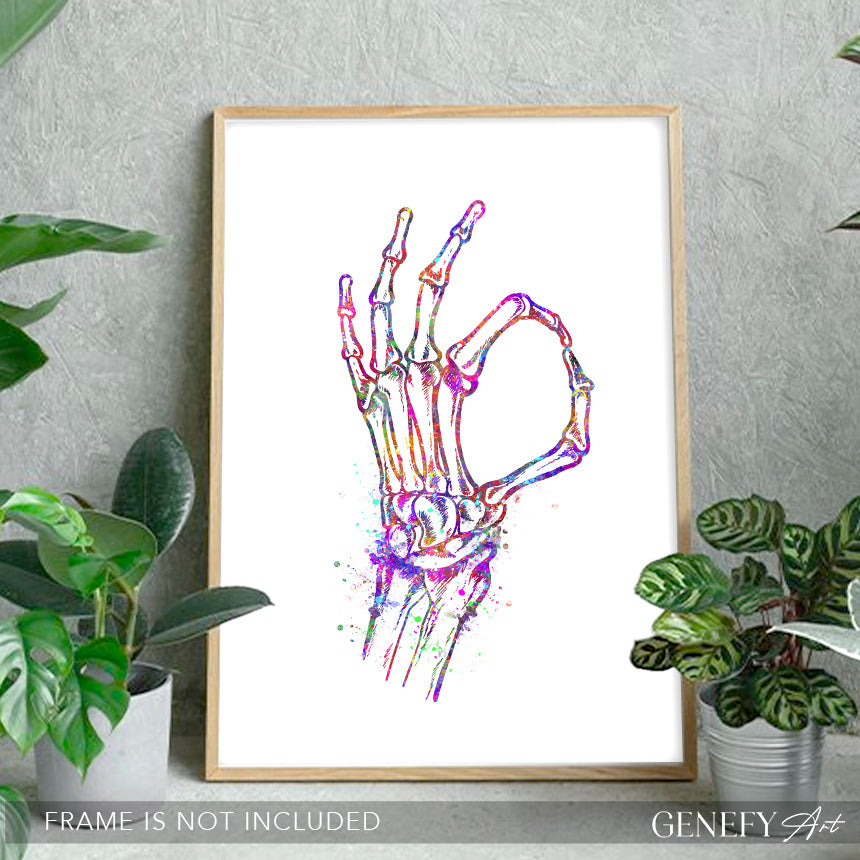 OK Skeleton Hand Sign Art Print