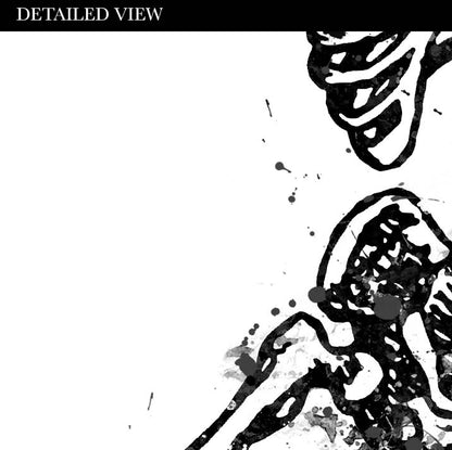 Skeleton Dancing Black and White Watercolour Art Print