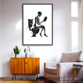 Skeleton Reading a Book Black and White Art