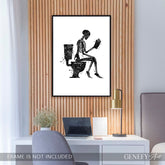 Skeleton Reading a Book Black and White Art