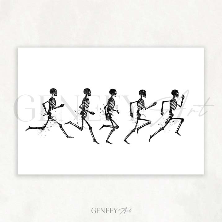 Running Phases Black and White Watercolour Art Print