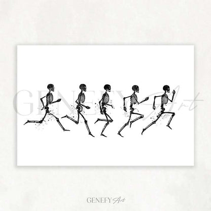 Running Phases Black and White Watercolour Art Print